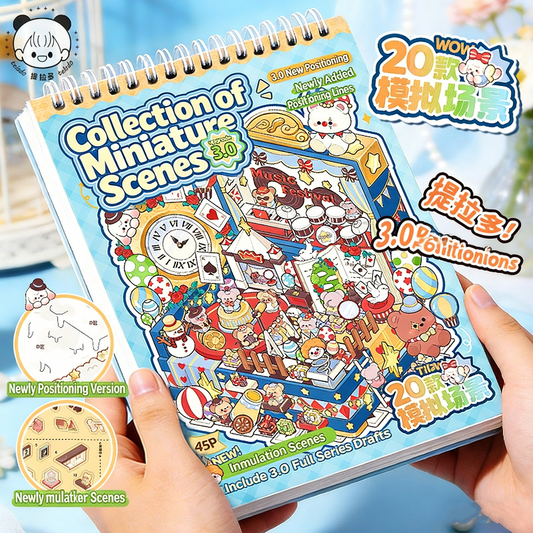 TELADO DIY 3D Scene Stickers bound book collection 3.0 landscaping sticker scene hand account sticker three-dimensional miniature hut girl children's educational toy DIY hand account decoration creative sticker#89