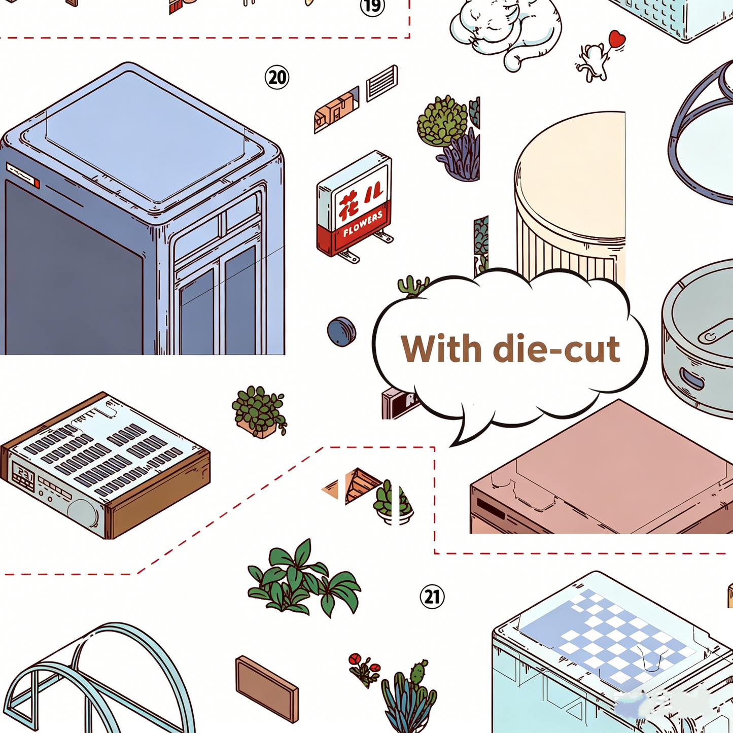 Senyou DIY 3D Scenes Stickers Large version 34.0 second-hand appliances town A4 landscaping sticker #284