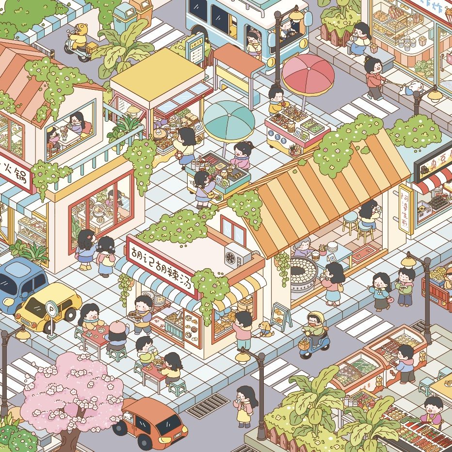 Kawano DIY 3D Scene Stickers 4.0 Series City Street Scene Food Series (Wandering Food City) #214