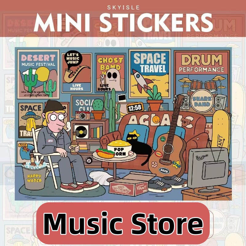 SKYISLE mini1.0 DIY 3D Scene Stickers, modern youth American comic, decompression sticker to decorate miniature scene#104