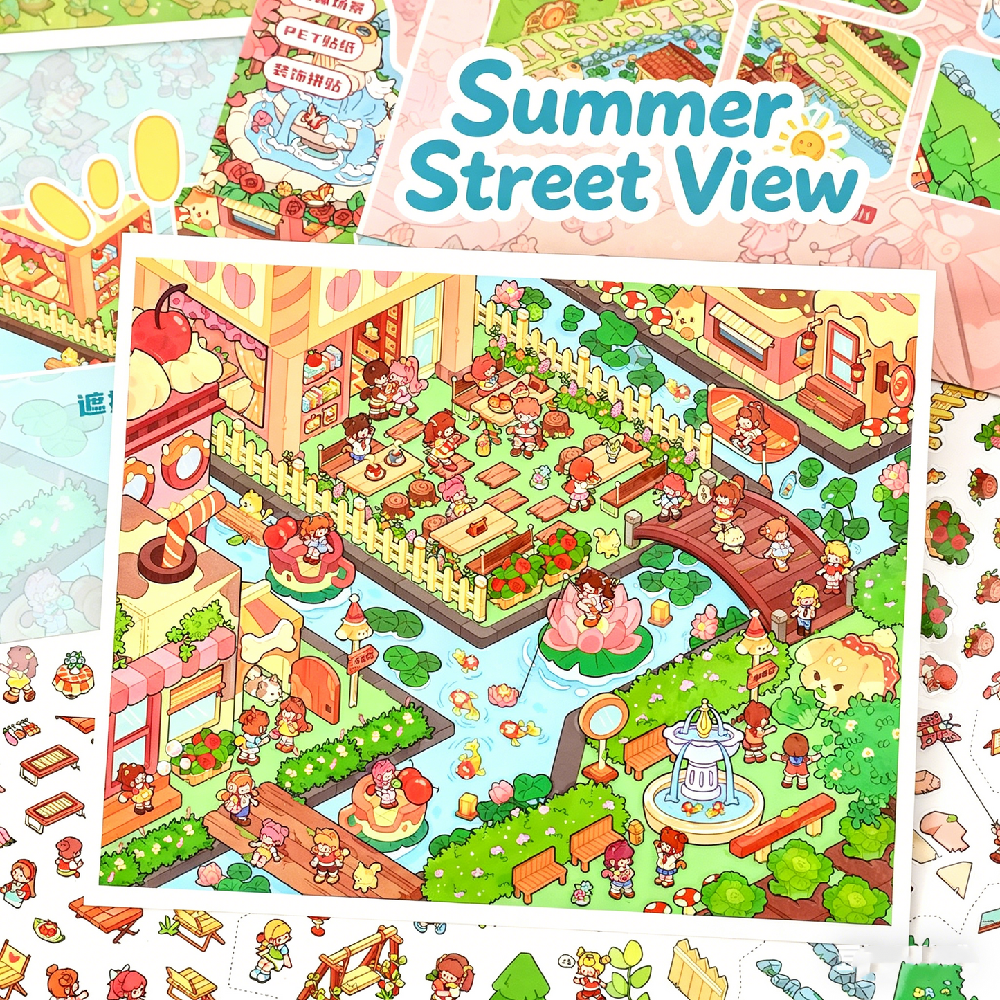 YiLan DIY 3D Scenes Stickers 135.0 Whimsical Town Series Cute Cartoon Miniature Scene Stickers #307