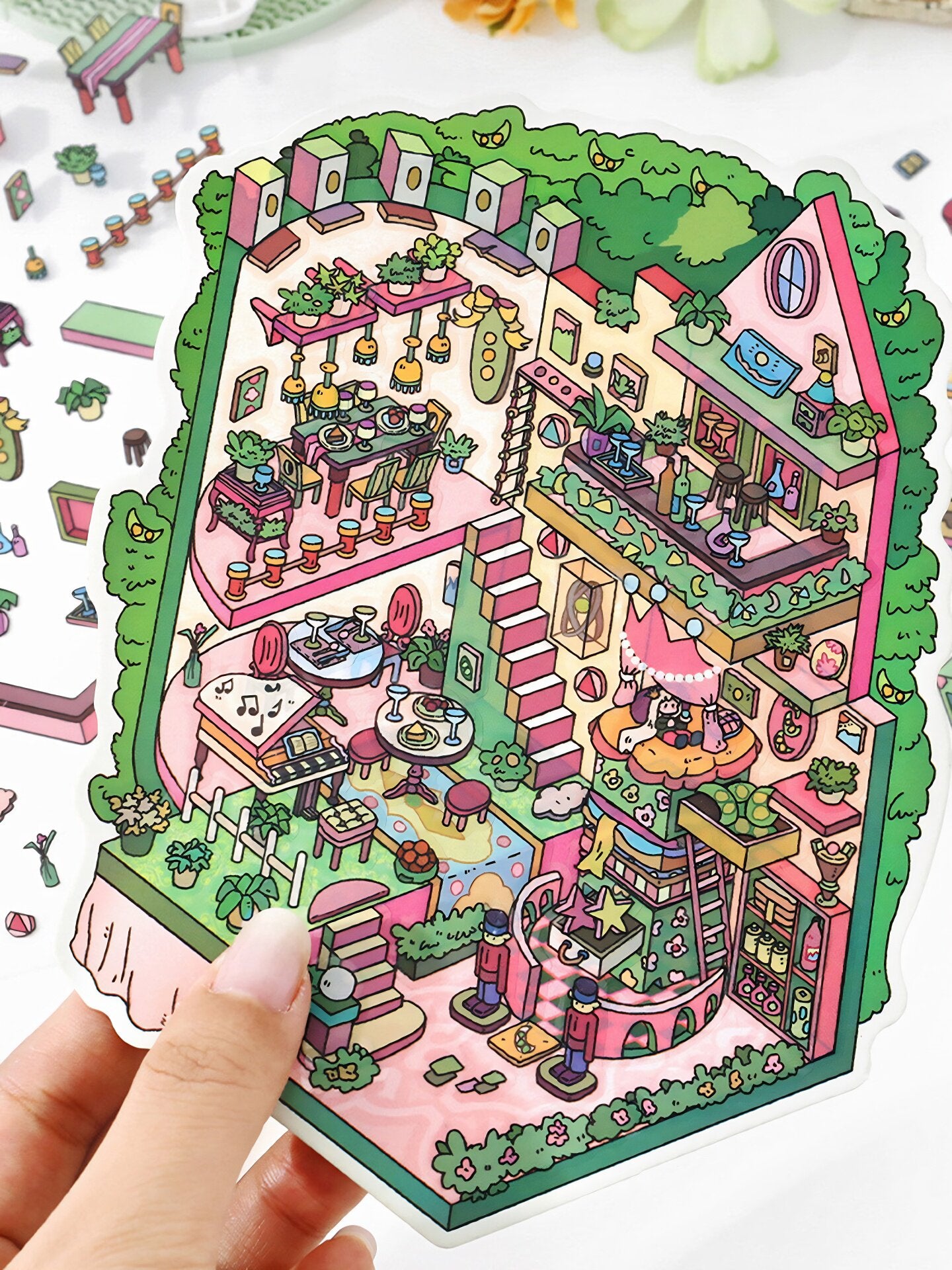 Infeelme's 9th play of DIY 3D Scene Stickers in open today, My Cabin 2.5D Landscaping Stickers Cute DIY Handmade Miniature Scene Stickers#133