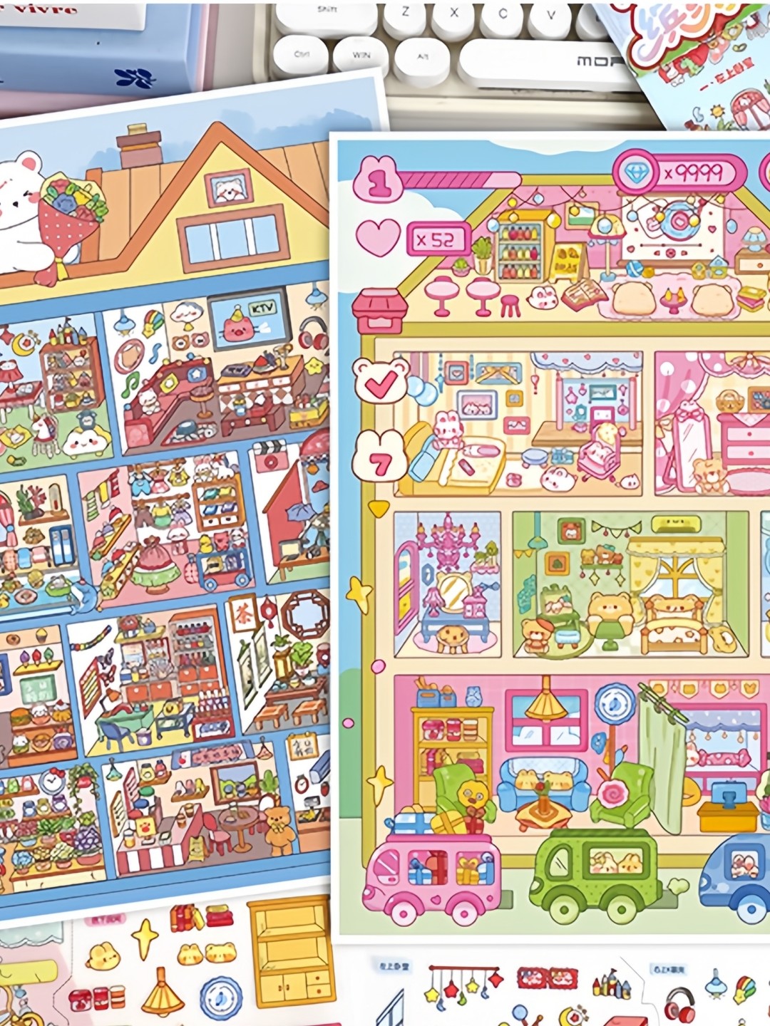 YiLan DIY 3D Scene Stickers 129.0 Large Cute Lattice Three-dimensional Cabin #231