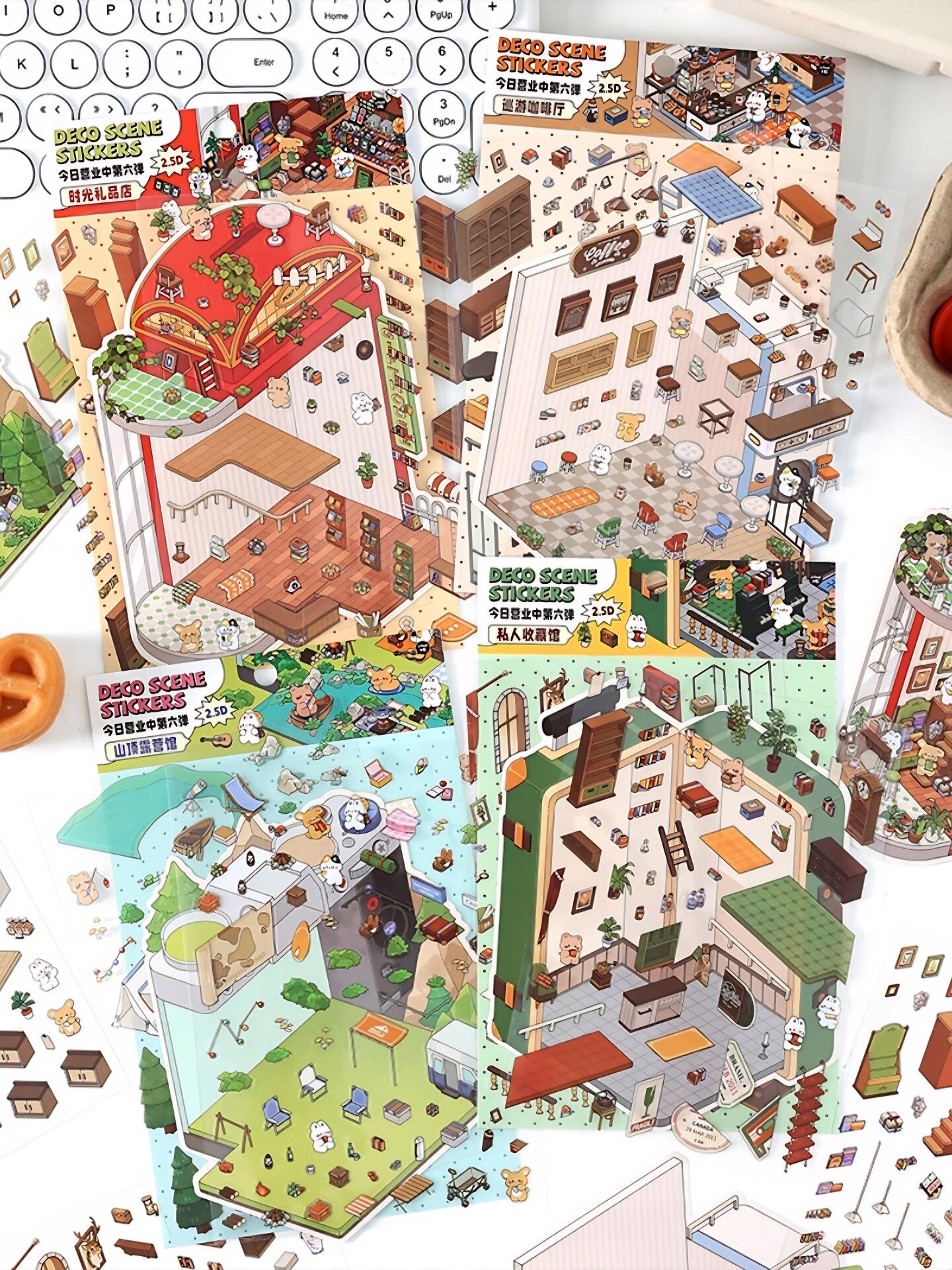 Infeelme's 6th play of DIY 3D Scene Stickers in open today, landscaping sticker hut miniature scene sticker large#155