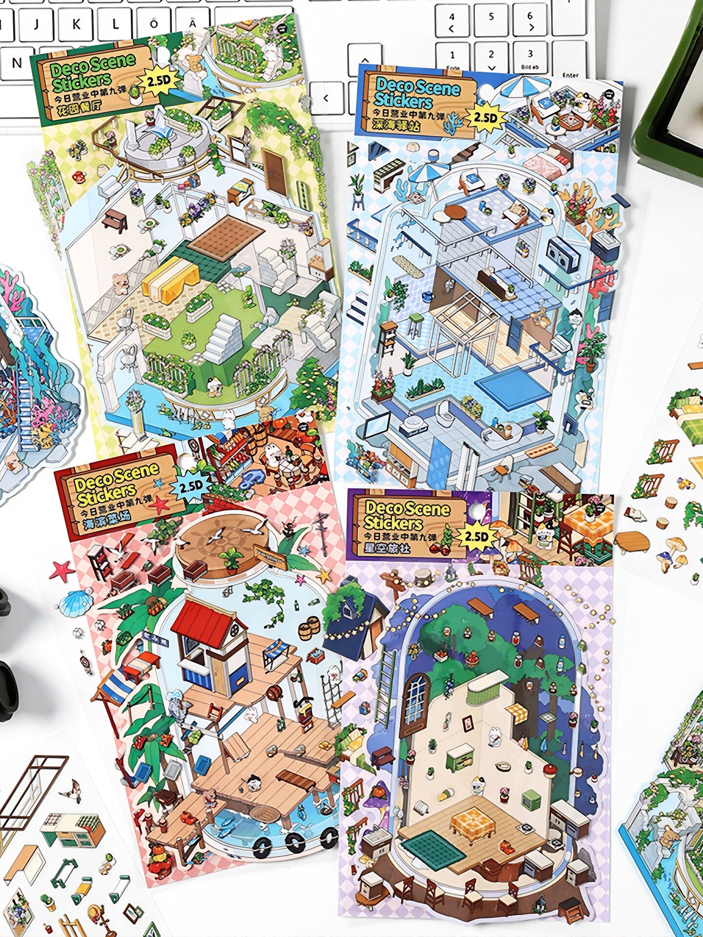 Infeelme's 9th play of DIY 3D Scene Stickers in open today, landscaping sticker large 9.0 miniature scene sticker three-dimensional cabin#138