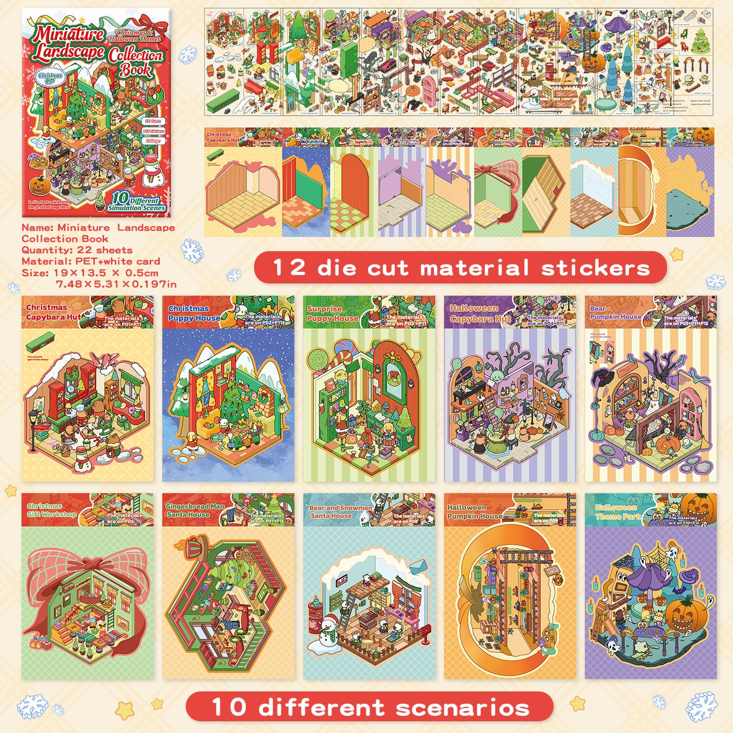 YiLan DIY 3D Scene Stickers Christmas Series Miniature Scene Sticker Collection Book #315