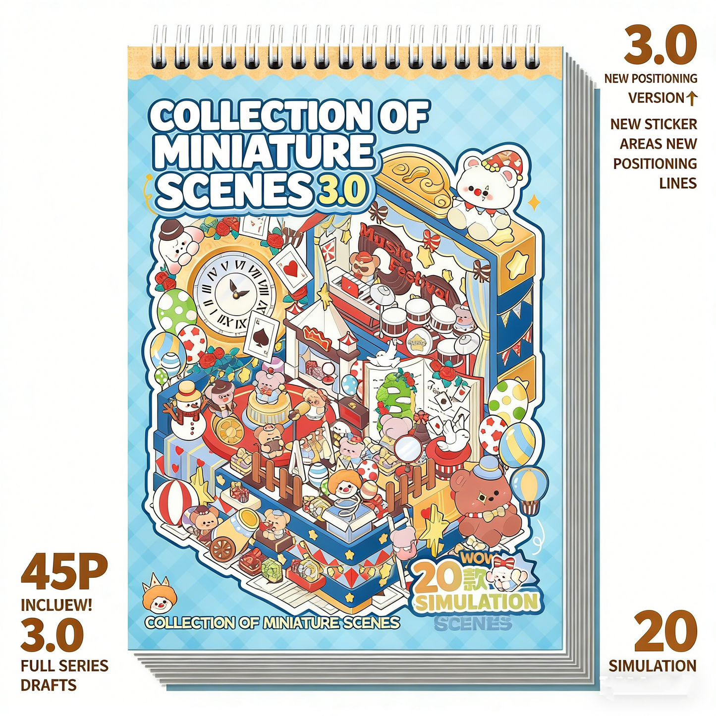 TELADO DIY 3D Scene Stickers bound book collection 3.0 landscaping sticker scene hand account sticker three-dimensional miniature hut girl children's educational toy DIY hand account decoration creative sticker#89