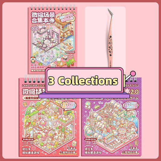 TELADO DIY 3D Scene Stickers collection book landscaping sticker handbook sticker scene sticker 3D three-dimensional miniature hut girl children's educational toy DIY handbook sticker decoration creative sticker#82