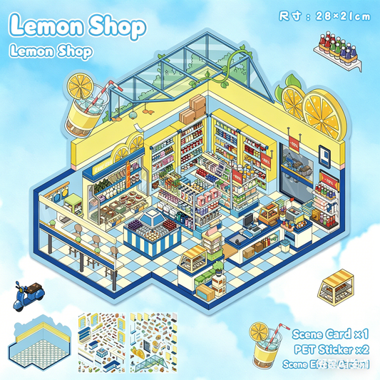 YiLan DIY 3D Scene Stickers 95.0 Lemon Convenience Store Doomsday RV High Difficulty Miniature Scene #251