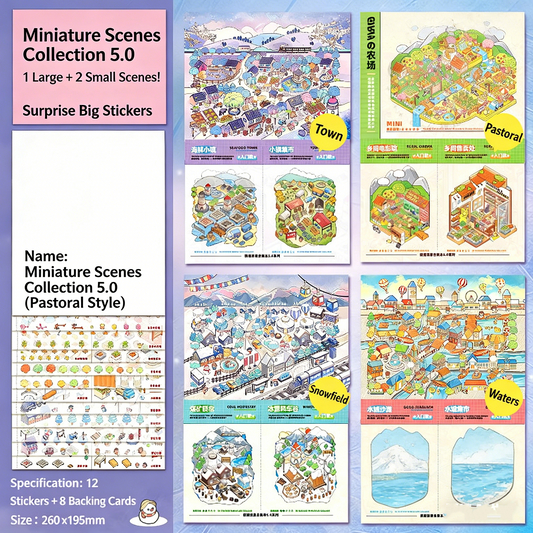 TELADO DIY 3D Scene Stickers Collection Ben 5.0 New Pastoral Landscaping Sticker Scene Hand Account Sticker Set Three-dimensional Miniature Cabin Girls Children's Educational Toys DIY Hand Account Sticker Sticker#91