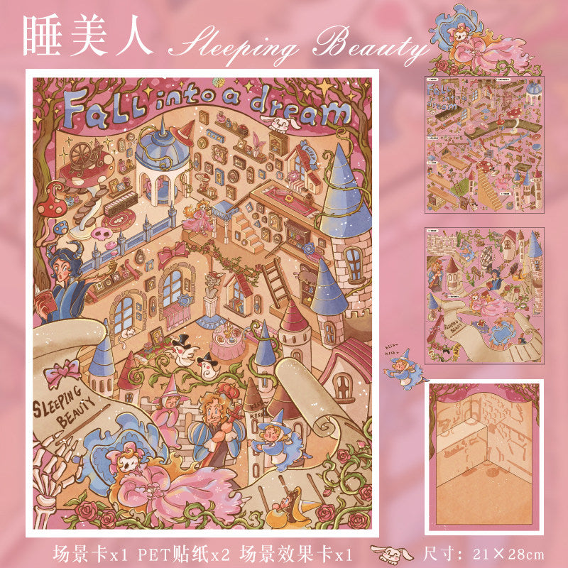 YiLan DIY 3D Scene Stickers 136.0 Fairy Tale Series: Sleeping Beauty & Snow White #317