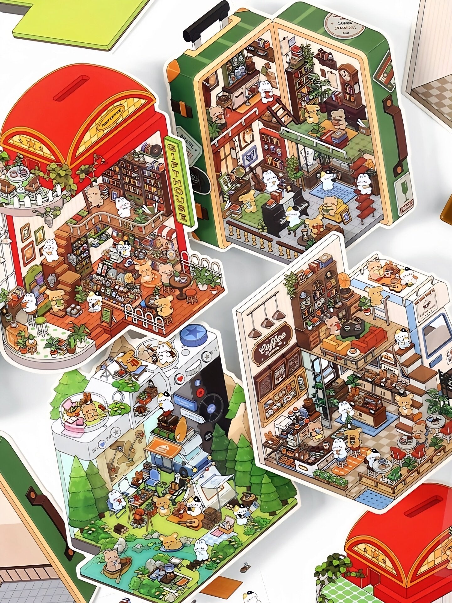 Infeelme's 6th play of DIY 3D Scene Stickers in open today,  landscaping sticker hut miniature scene sticker large#155