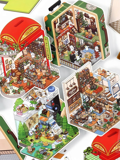 Infeelme's 6th play of DIY 3D Scene Stickers in open today,  landscaping sticker hut miniature scene sticker large#155