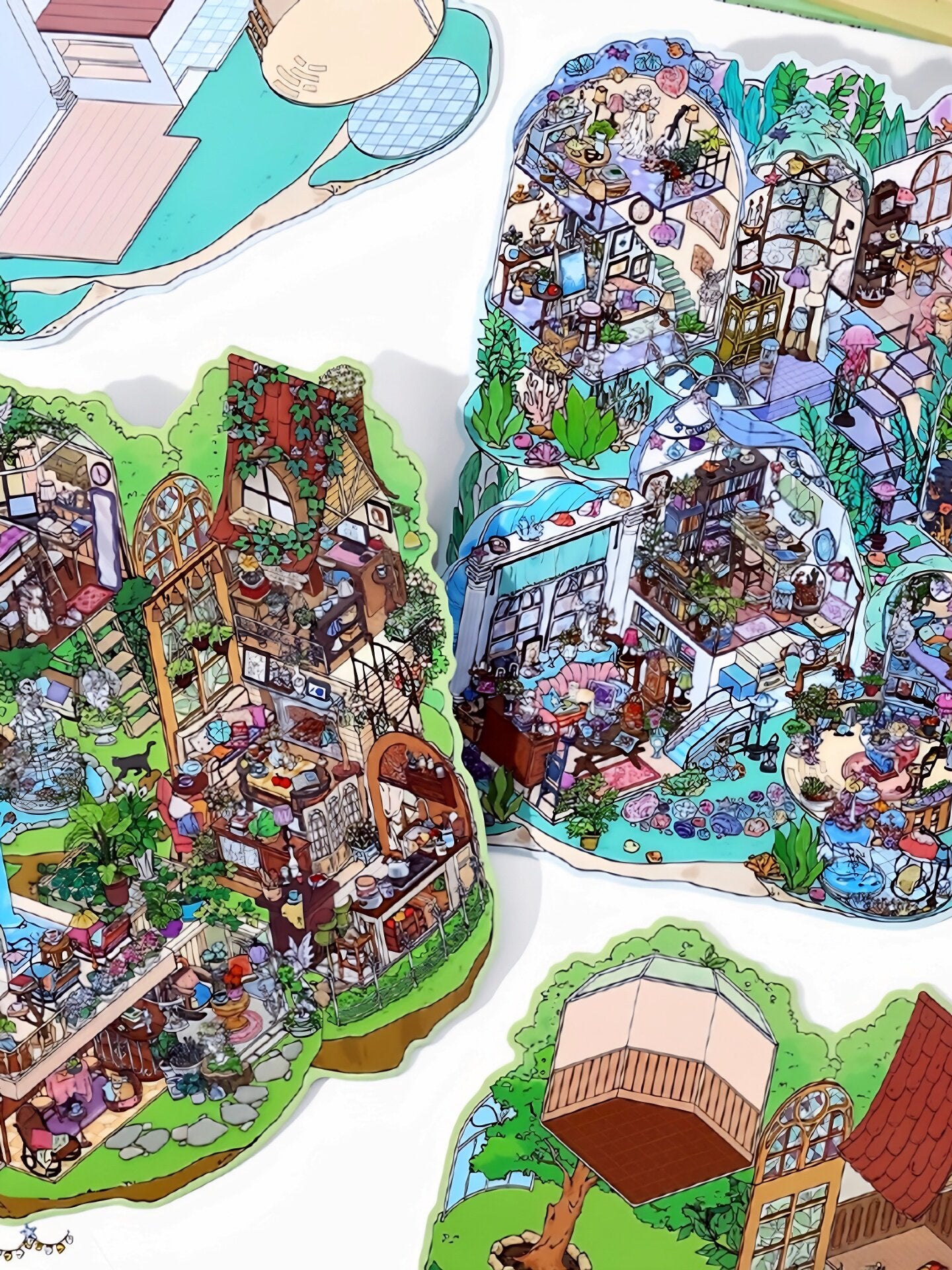 Infeelme's Third play of DIY 3D Scene Stickers  in open today, Large Miniature Scene Island Life Galaxy Home#116