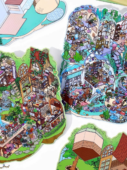 Infeelme's Third play of DIY 3D Scene Stickers  in open today, Large Miniature Scene Island Life Galaxy Home#116
