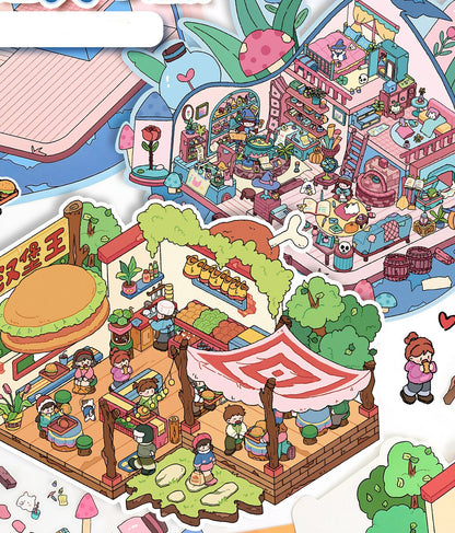 YiLan DIY 3D Scene Stickers 46.0 Extra large cute burger shack #225