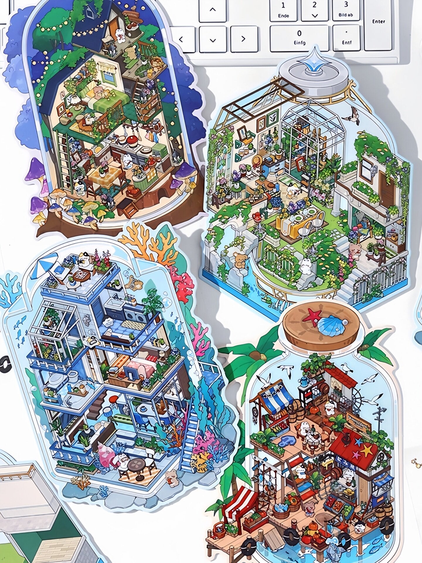 Infeelme's 9th play of DIY 3D Scene Stickers in open today, landscaping sticker large 9.0 miniature scene sticker three-dimensional cabin#138