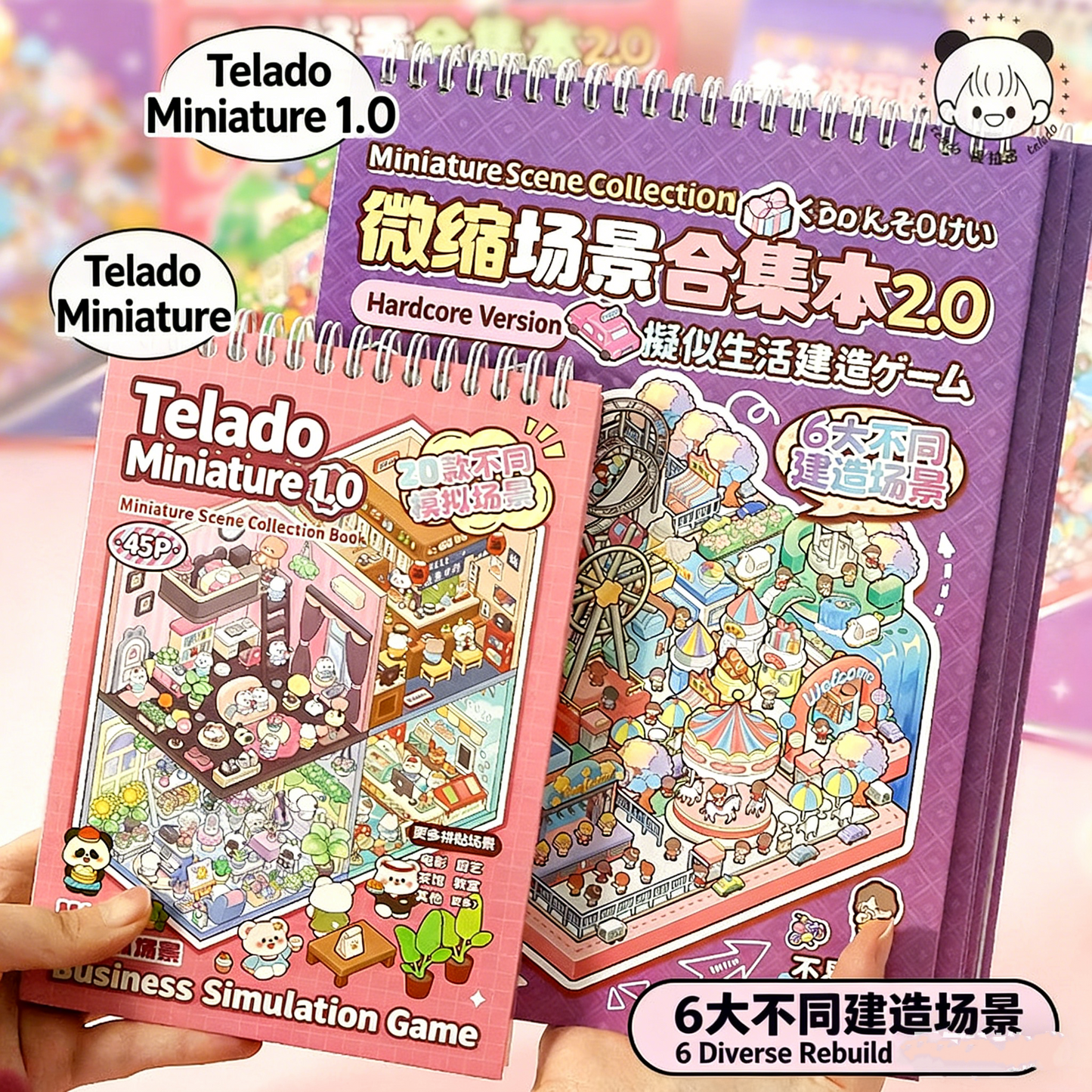 TELADO DIY 3D Scene Stickers collection book 2.0 landscaping sticker scene sticker hand account sticker 3D miniature cabin girl children's educational toy DIY hand account sticker decorative creative sticker#100