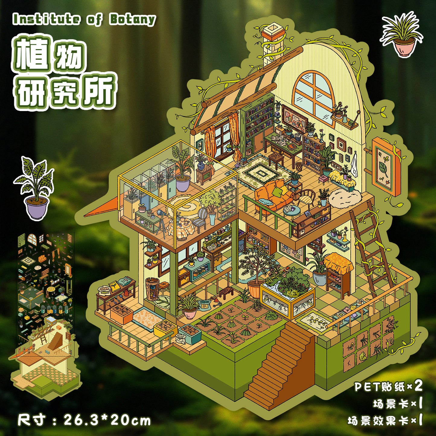YiLan DIY 3D Scene Stickers 51.0 Plant Research Institute & Starry Wonder House – Large Size #332