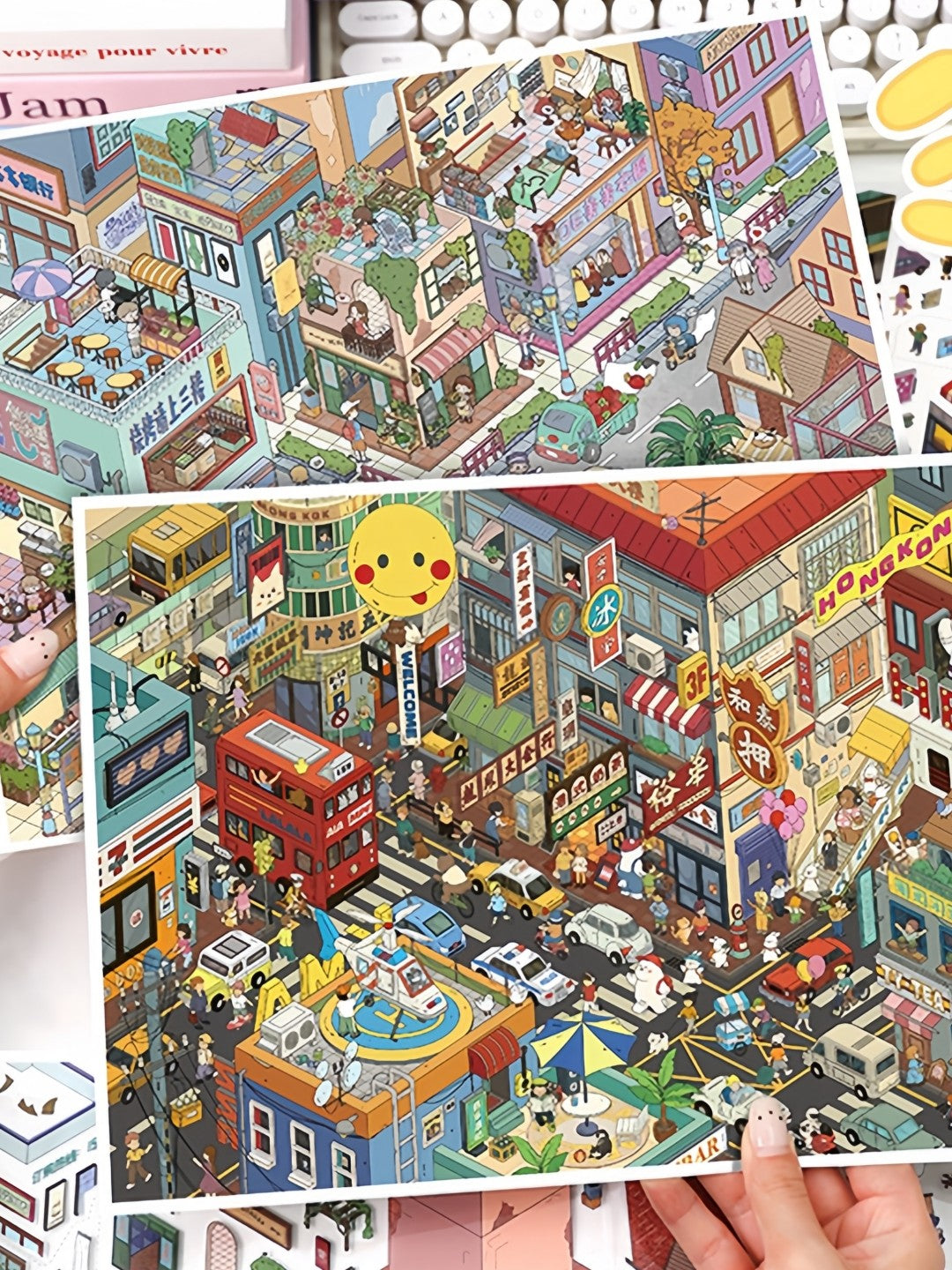 YiLan DIY 3D Scene Stickers 141.0 Difficult Colorful Street Hong Kong Old Street #248