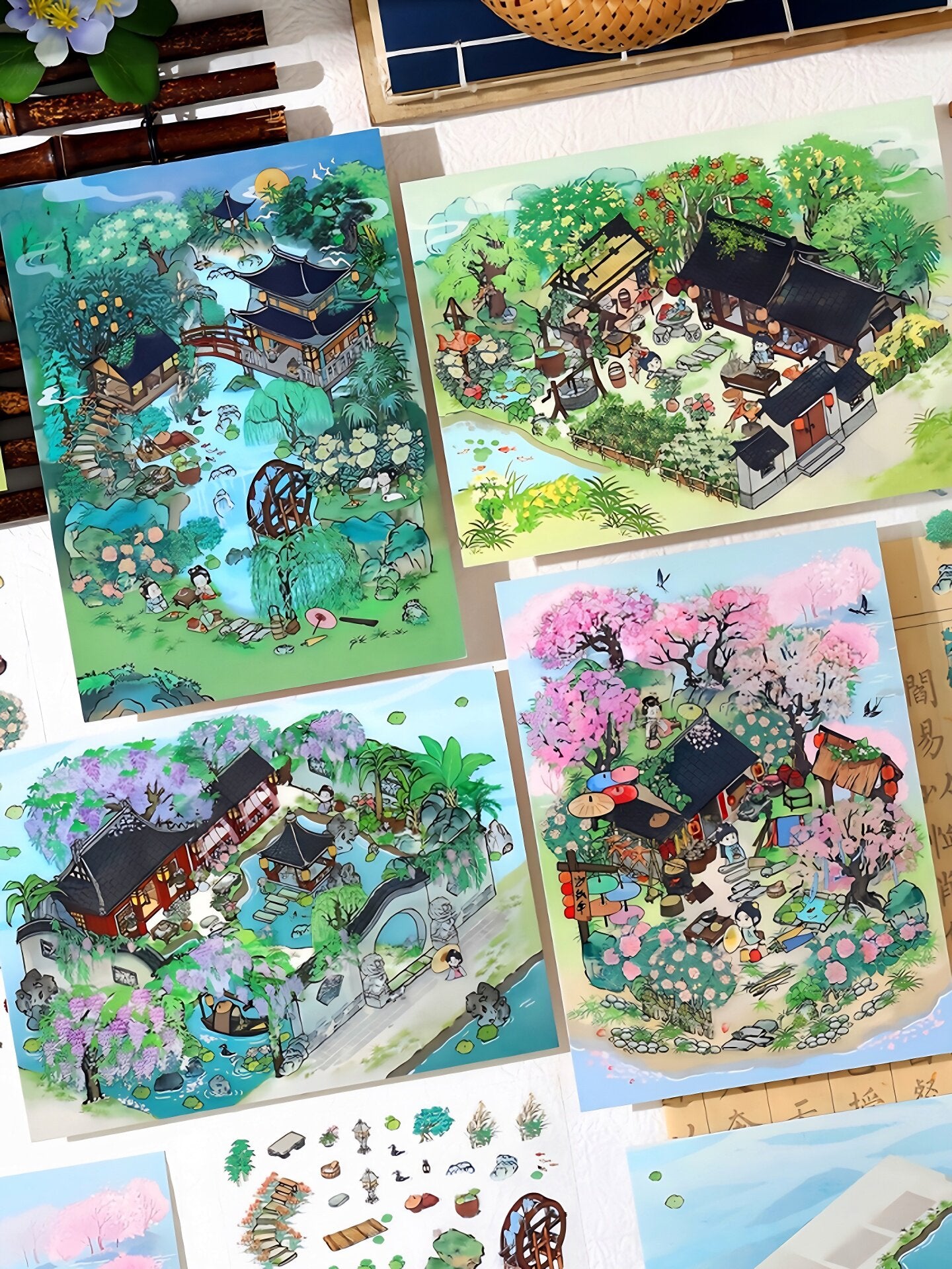 Infeelme's 4th play of DIY 3D Scene Stickers in open today, My Cabin Landscaping Sticker Large Antique Stereo DIY Miniature Scene Sticker#152