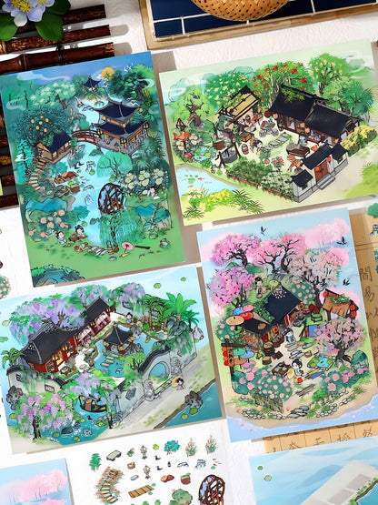 Infeelme's 4th play of DIY 3D Scene Stickers in open today, My Cabin Landscaping Sticker Large Antique Stereo DIY Miniature Scene Sticker#152