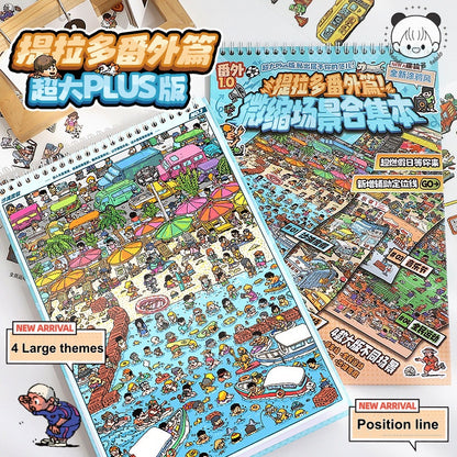 TELADO DIY 3D Scene Stickers collection book, a large book, decompression landscaping sticker hand account scene small sticker miniature hut girl children's educational toy DIY hand account decorative sticker book#92