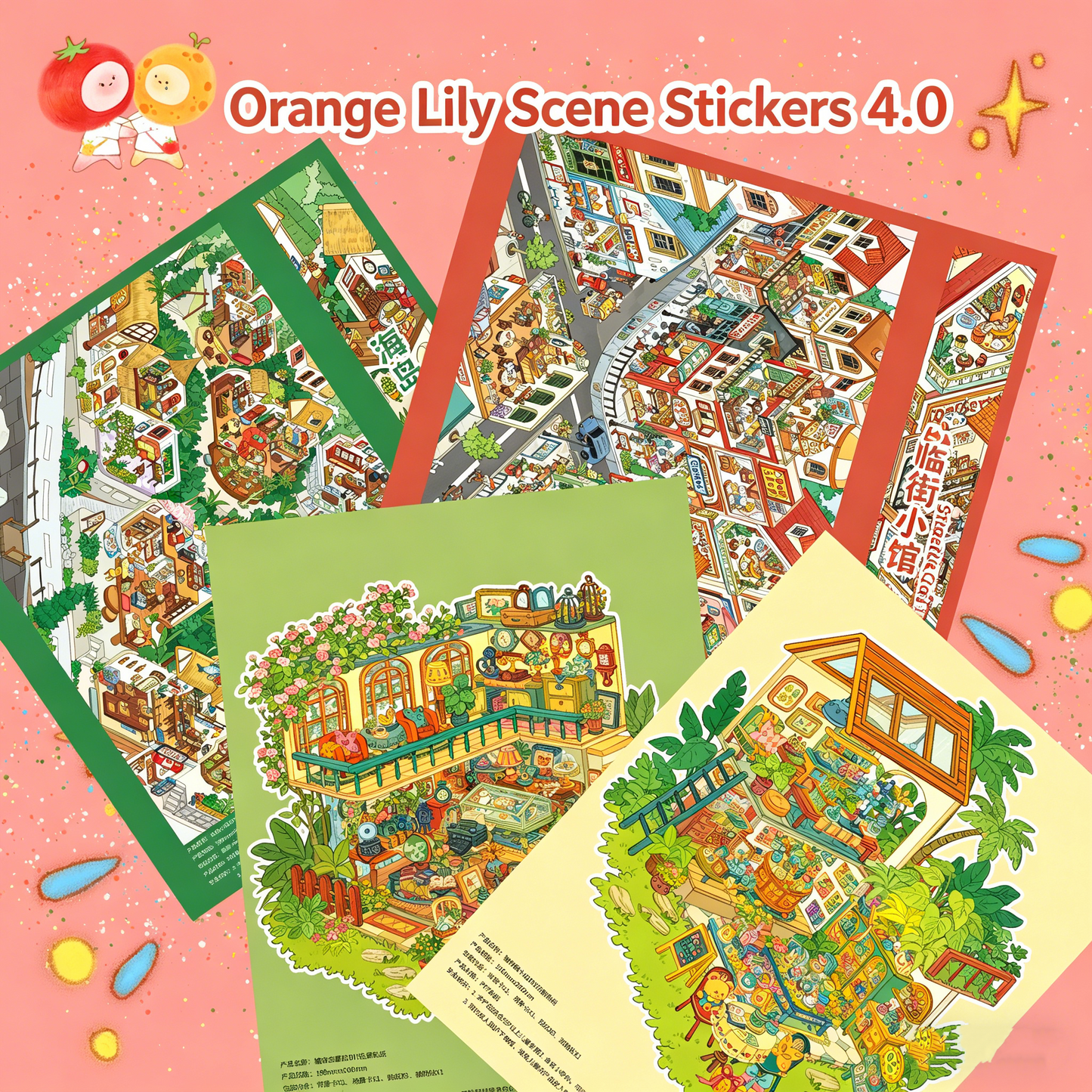 Orange Lily 4.0 DIY 3D Scene Stickers Book Miniature Scene Sticker Book #208