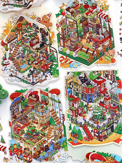 Infeelme's 25th play of DIY 3D Scene Stickers in open today, Christmas miniature scene stickers High difficulty#146
