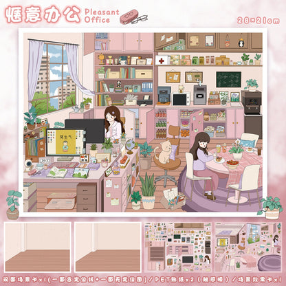 YiLan DIY 3D Scene Stickers 140.0 Cozy Office & Dessert Kitchen #318