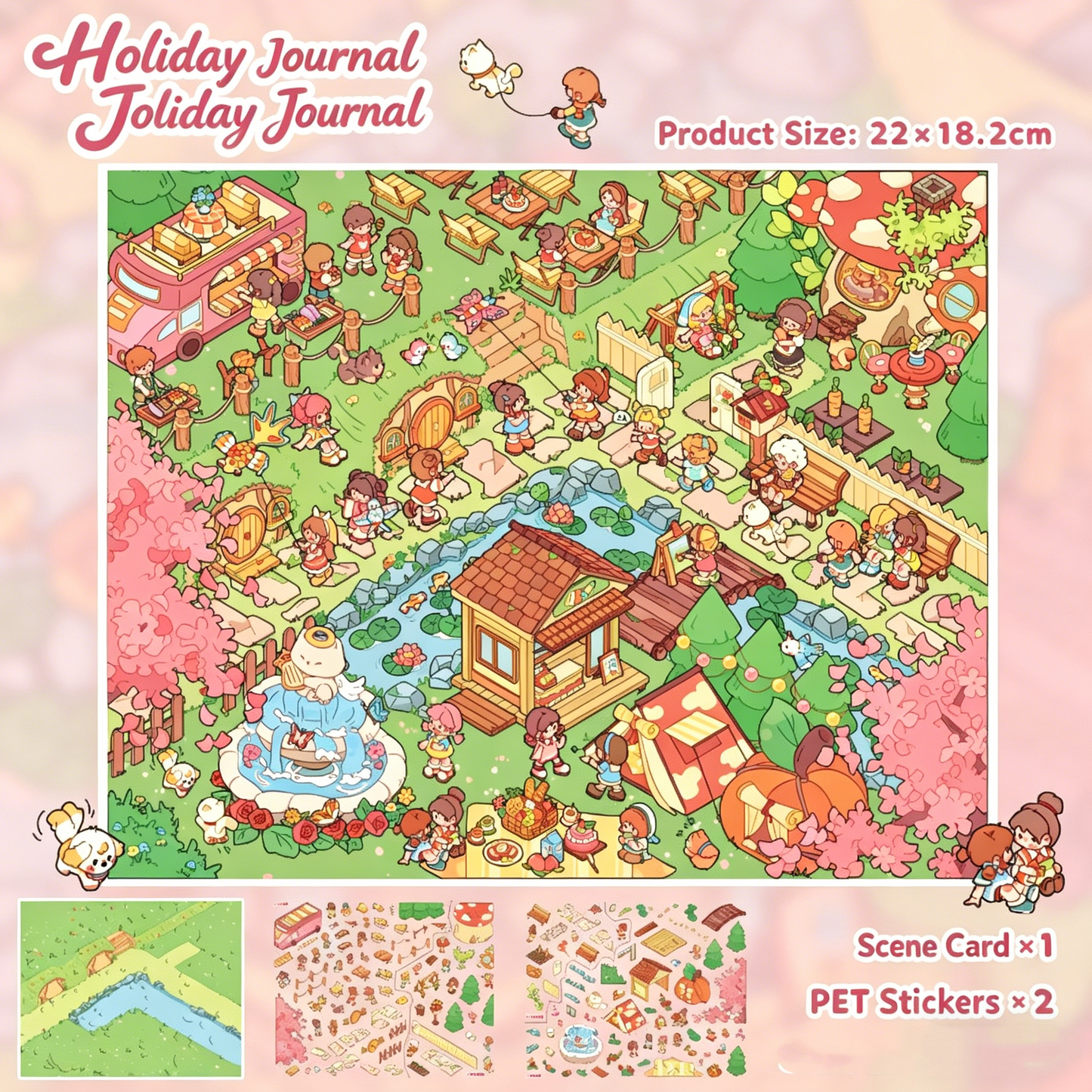 YiLan DIY 3D Scenes Stickers 135.0 Whimsical Town Series Cute Cartoon Miniature Scene Stickers #307