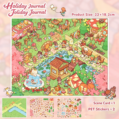 YiLan DIY 3D Scenes Stickers 135.0 Whimsical Town Series Cute Cartoon Miniature Scene Stickers #307