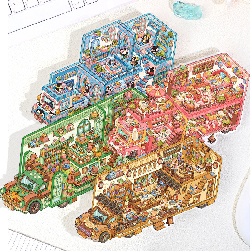 Senyou DIY 3D Scenes Stickers 6.0 RV Miniature Scene Landscaping Sticker #292