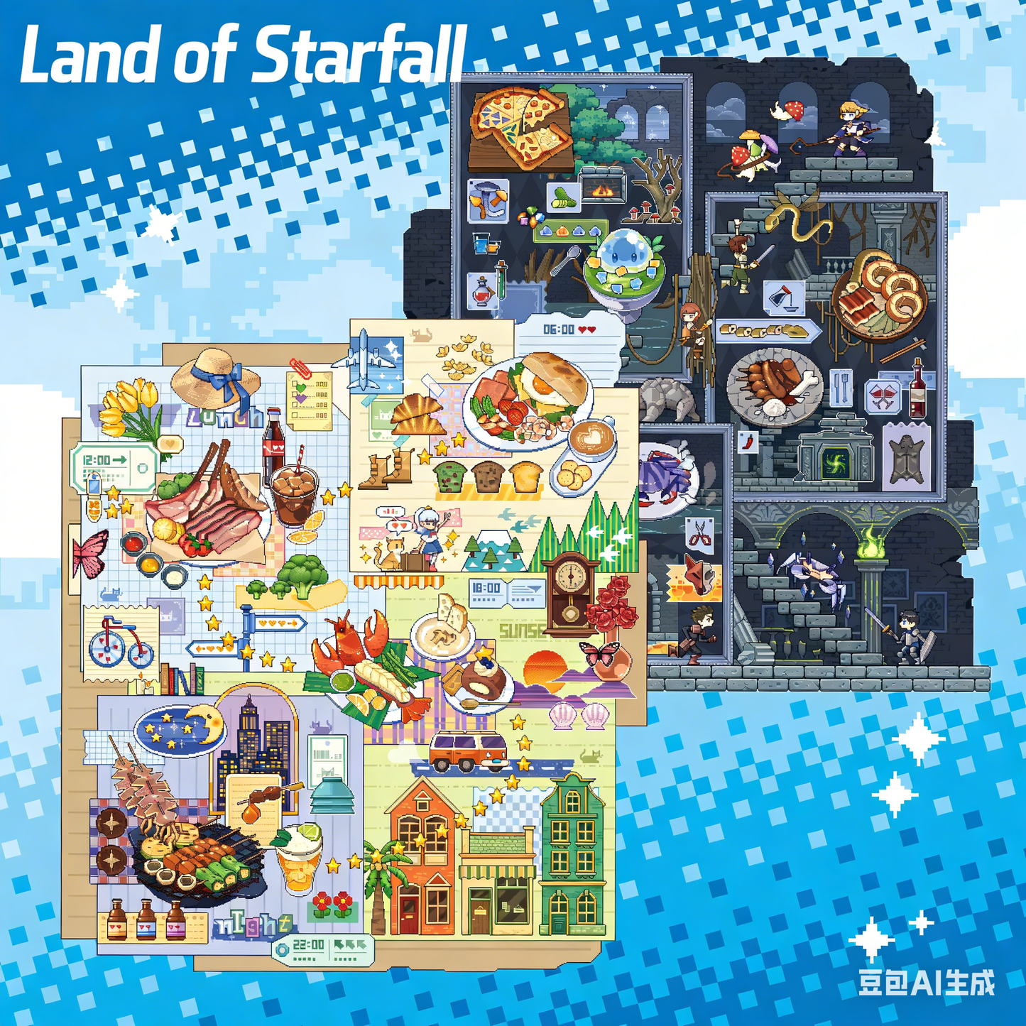 The Land of Falling Stars 5.0 pixel DIY 3D Scene Stickers decompression DIY miniature space#168