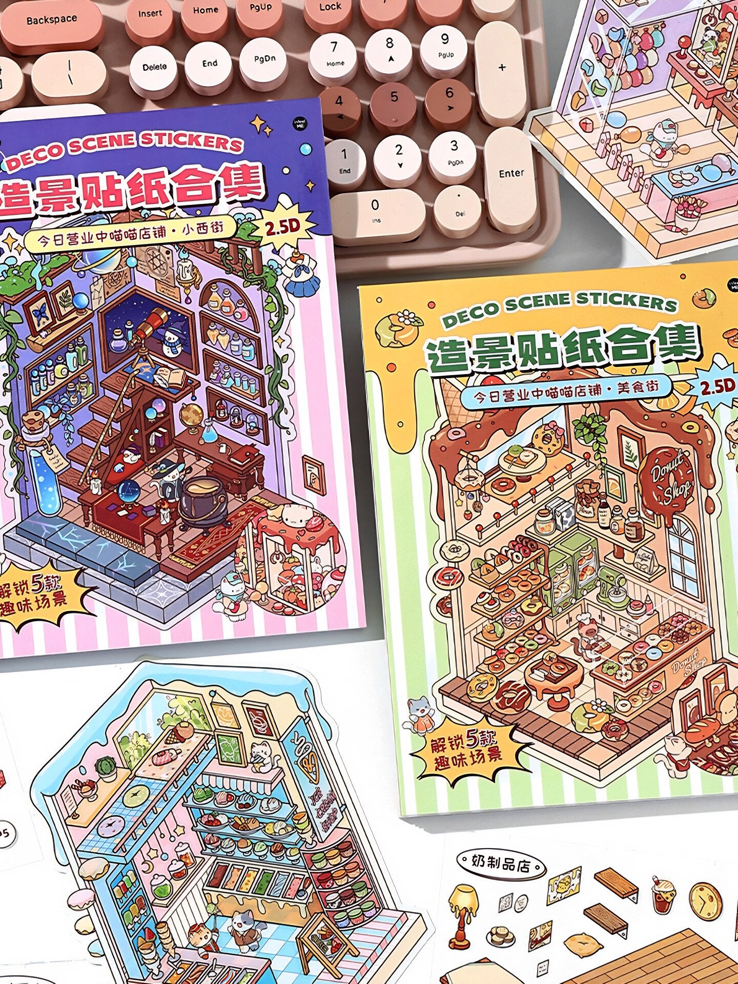 Infeelme new DIY 3D Scene Stickers collection of Meow Meow store is a miniature scene sticker book#157