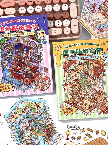 Infeelme new DIY 3D Scene Stickers collection of Meow Meow store is a miniature scene sticker book#157