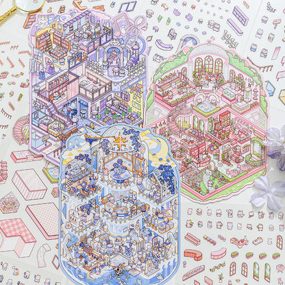 Meow Leisure Day | Large 3D Stereoscopic House DIY Stress Relief Stickers # 72