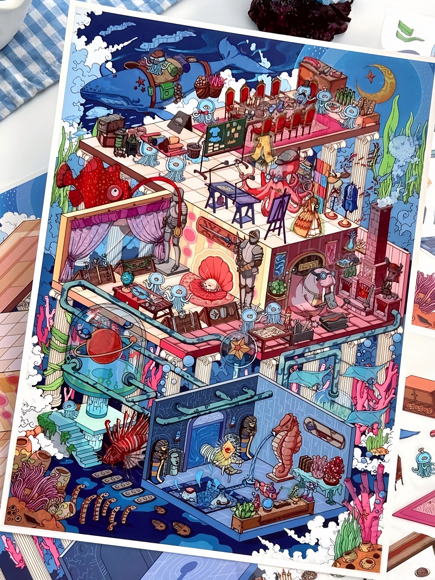 Infeelme's 27th play of DIY 3D Scene Stickers  in open today,Deep Sea Venue Miniature Scene Sticker Large Size#111