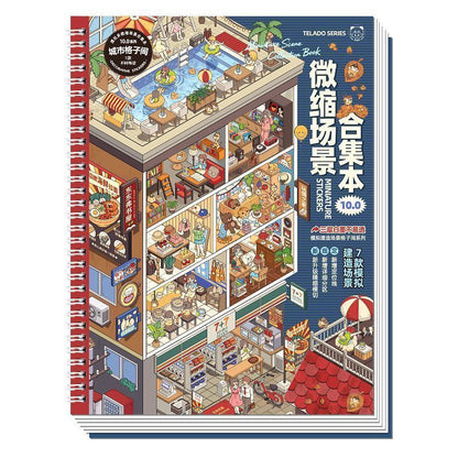 TELADO DIY 3D Scene Stickers Collection Book 8.0 Landscaping Stickers Fun Cartoon Three-dimensional Cabin Handbook Stickers Girls Children's Educational Toys DIY Adults Unzip Handbook Stickers Decorative Stickers#81