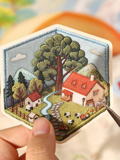 Embroidery Texture DIY 3D Scene Stickers #190