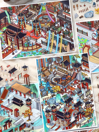 Infeelme's 34th play of DIY 3D Scene Stickers  in open today,34.0 Miniature Scene Stickers, Large Size#113