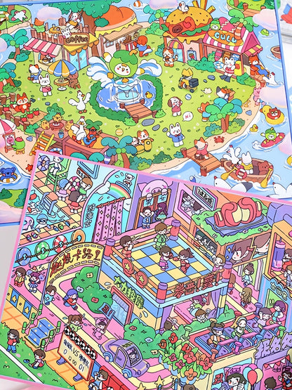 YiLan DIY 3D Scene Stickers 38.0 Cute 3D stereo miniature scene oversized version #221