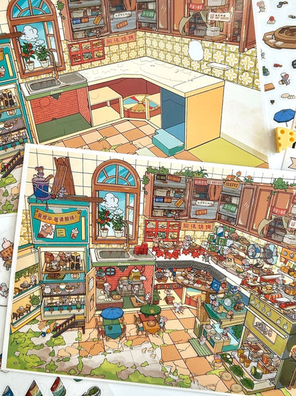 Infeelme's 36th play of DIY 3D Scene Stickers in open today, My Cabin Scene Miniature Landscaping Sticker Large#160