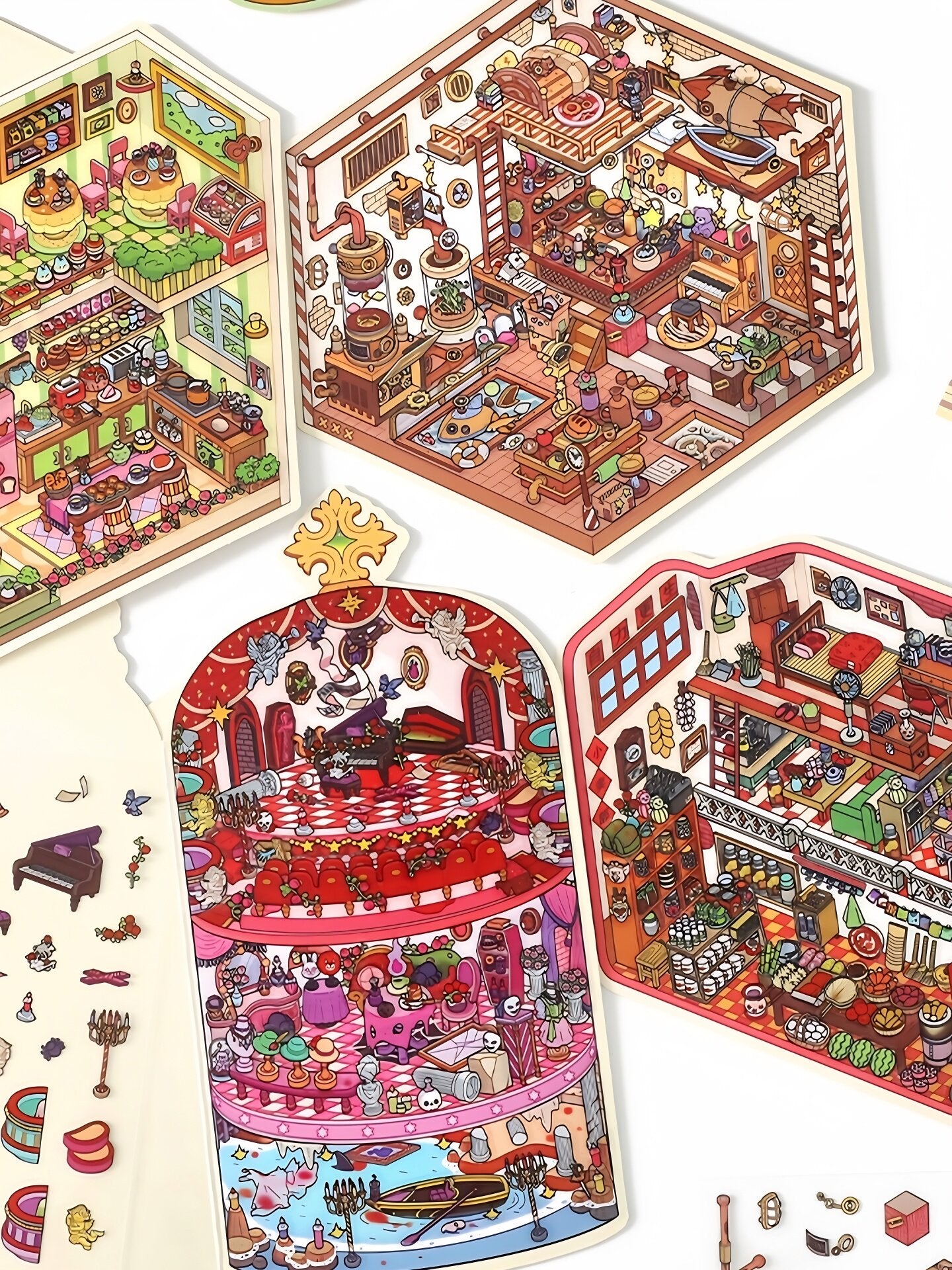 Infeelme's 19th play of DIY 3D Scene Stickers in open today, landscaping sticker cute DIY handmade miniature scene#137