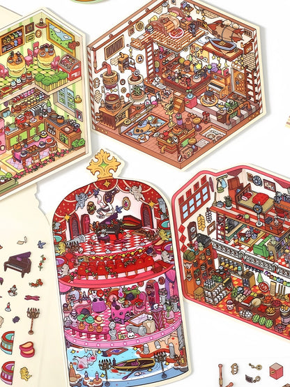Infeelme's 19th play of DIY 3D Scene Stickers in open today, landscaping sticker cute DIY handmade miniature scene#137