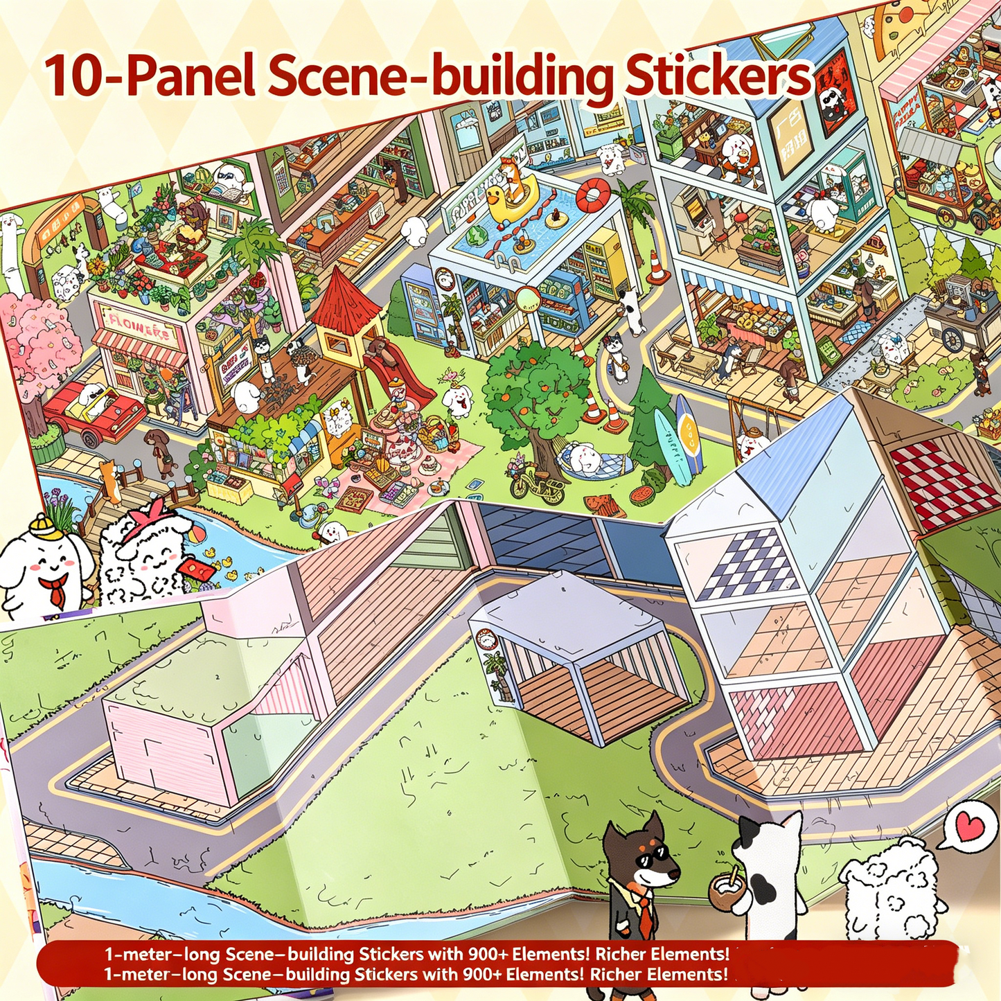 Meatball Puppy Season 6.0 DIY 3D Scene Stickers Handmade DIY Scene Stickers Extra Long Memorial Book Ten Folding Pages #212