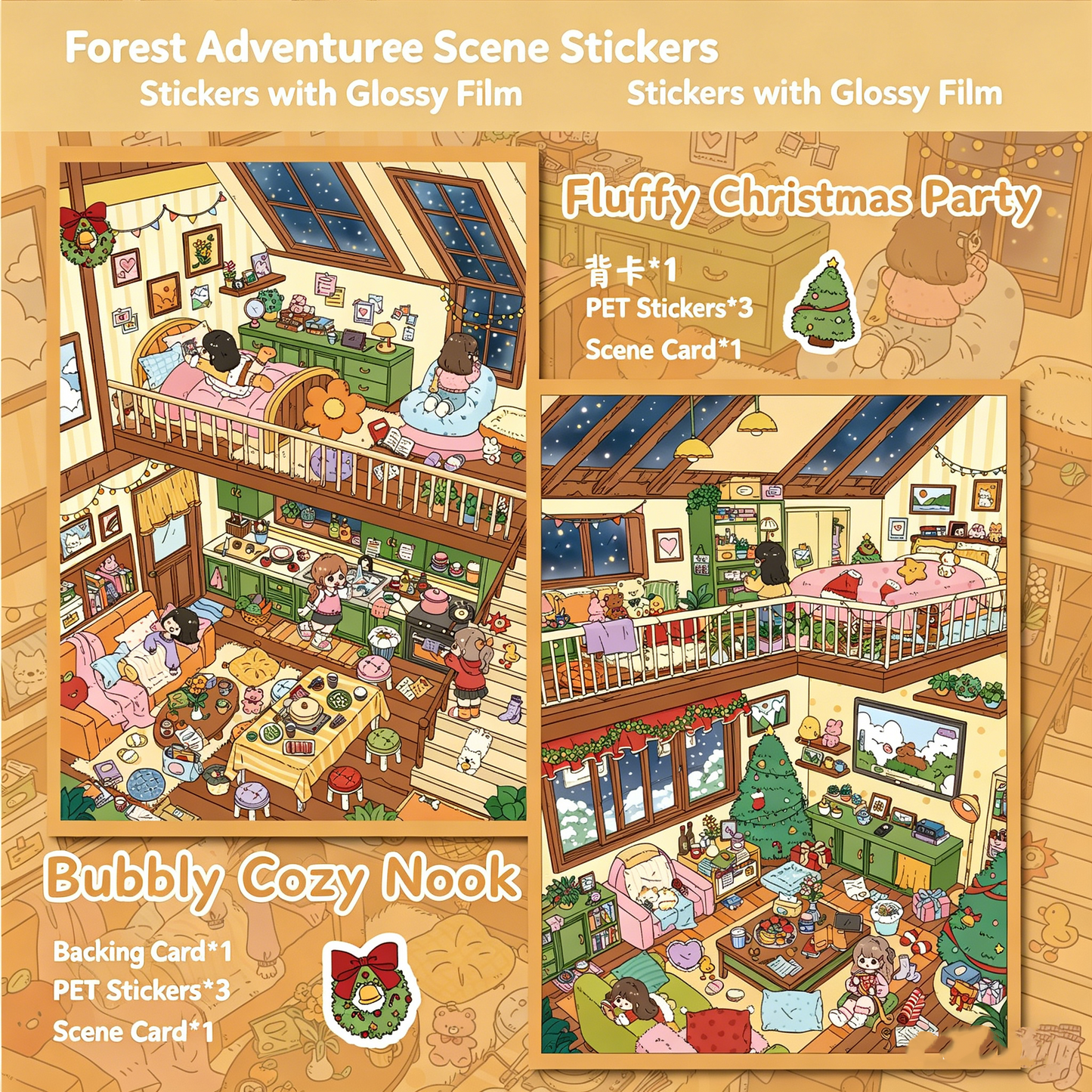 Senyou DIY 3D Scenes Stickers Large Version 30.0 Cute & Warm Loft Apartment Scene Stickers #302