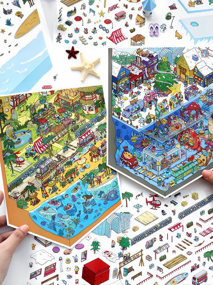 Infeelme's 26th play of DIY 3D Scene Stickers  in open today,My Cabin Scene Miniature Landscape Stickers Large#114
