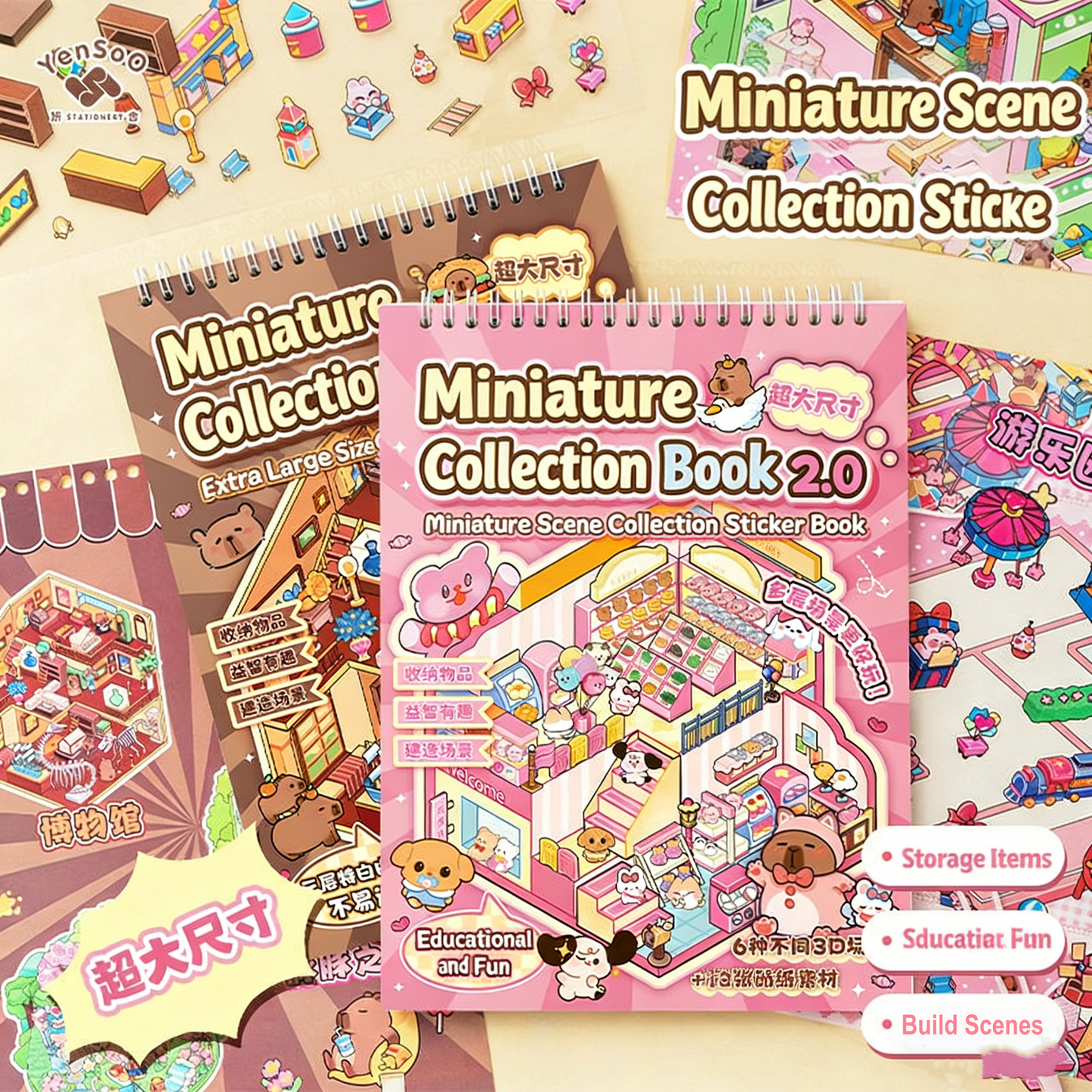 Sticker Small Nose Ga Microhole Miniature Scene Collection This Handbook Scene 3D Stereo Miniature Cabin Girls Children's Educational Toys DIY Handbook Sticker Decoration Creative Sticker#102