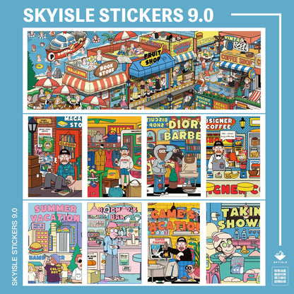 SKYISLE 9.0 DIY 3D Scene Stickers, American comic style, cartoon DIY decompression miniature scene sticker#106